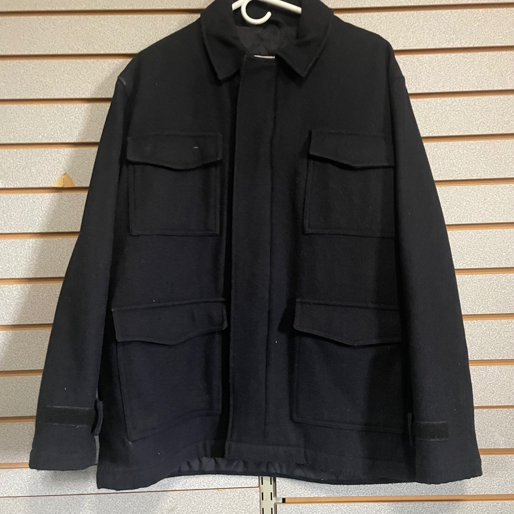 Old Navy Wool Blend Coat Women's Small Black Four Pocket Military Style Jacket